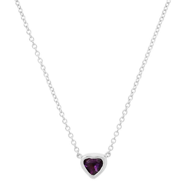 Precious Heart-Shaped February Birthstone Necklace - Dana Seng Jewelry Collection